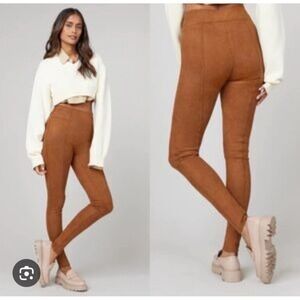 SPANX Faux Suede Leggings XS Rich Caramel Pull On‎ Comfort Style